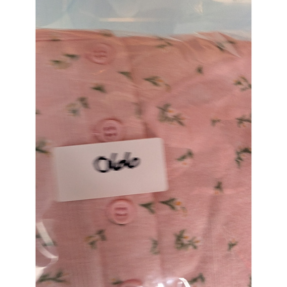 Pink Floral Coquette Dainty Scoop Neck Cropped Pointelle Ribbed‎ Prairie Y2K Top - Picture 9 of 9